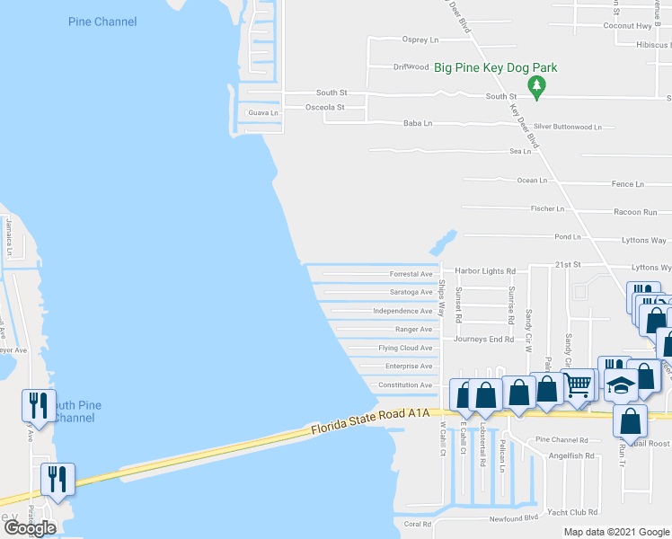 map of restaurants, bars, coffee shops, grocery stores, and more near 29361 Forrestal Avenue in Big Pine Key