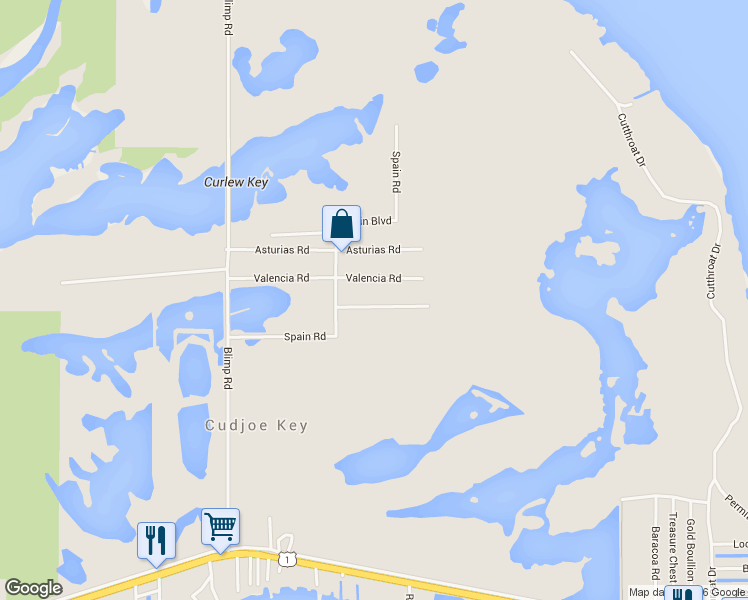 map of restaurants, bars, coffee shops, grocery stores, and more near 21857 Disturbed Pine Road in Cudjoe Key