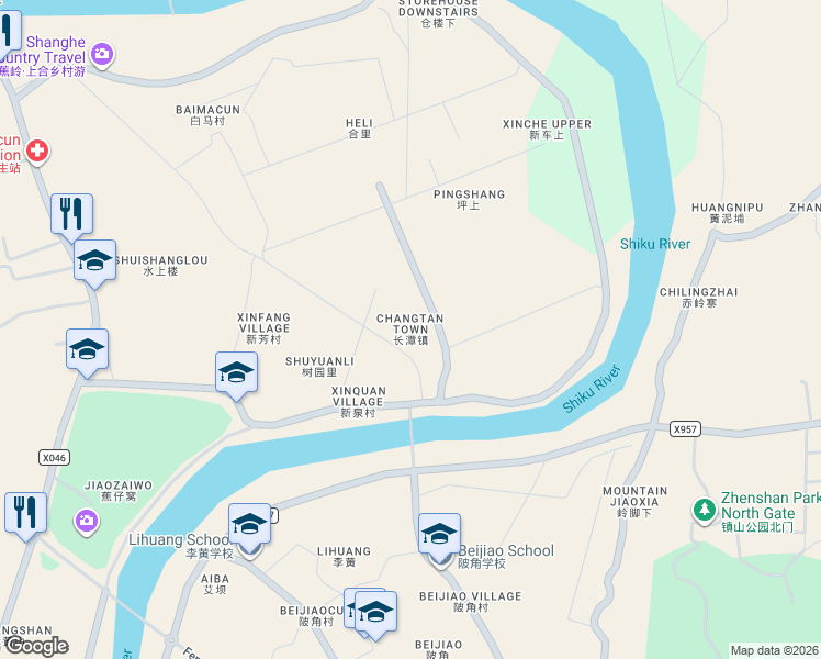 map of restaurants, bars, coffee shops, grocery stores, and more near in Meizhou
