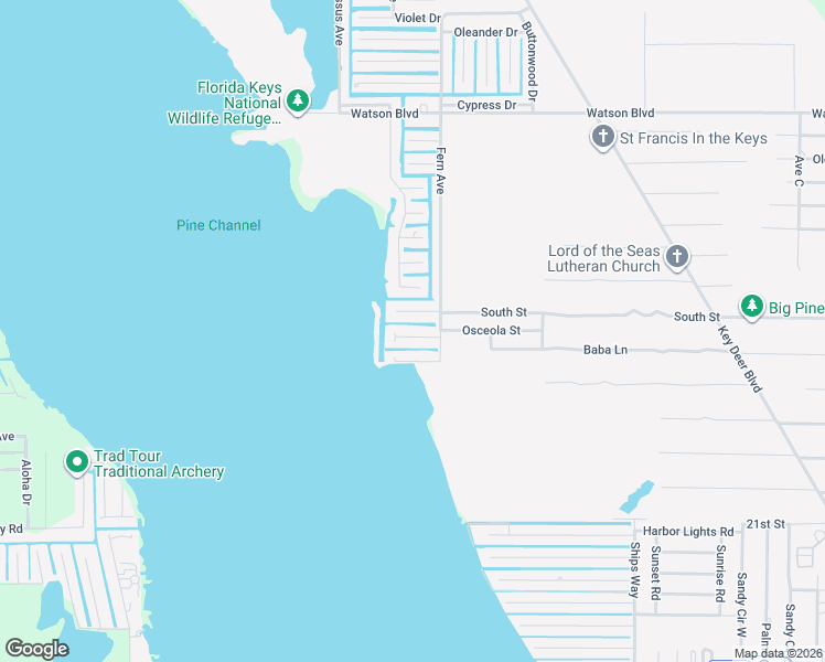 map of restaurants, bars, coffee shops, grocery stores, and more near 29170 Guava Lane in Big Pine Key