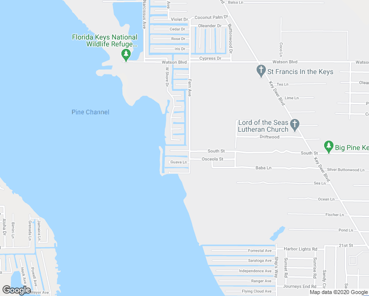 map of restaurants, bars, coffee shops, grocery stores, and more near 29173 Mango Lane in Big Pine Key