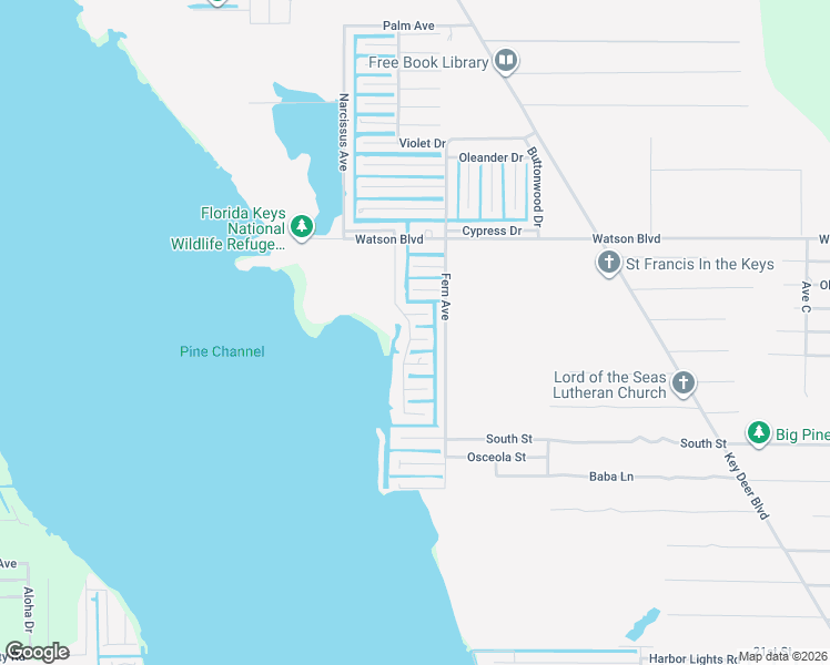map of restaurants, bars, coffee shops, grocery stores, and more near 29180 Camas Lane in Big Pine Key