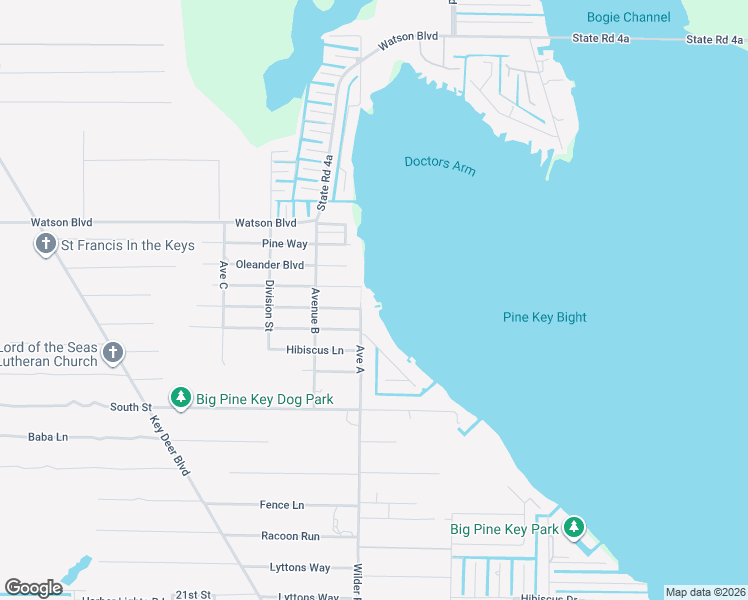 map of restaurants, bars, coffee shops, grocery stores, and more near 1233 Avenue A in Big Pine Key
