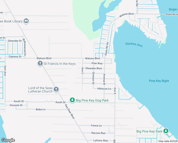 map of restaurants, bars, coffee shops, grocery stores, and more near 30271 Palm Drive in Big Pine Key