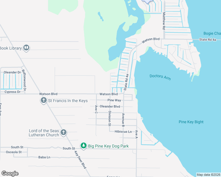 map of restaurants, bars, coffee shops, grocery stores, and more near 1473 Sunset Road in Big Pine Key