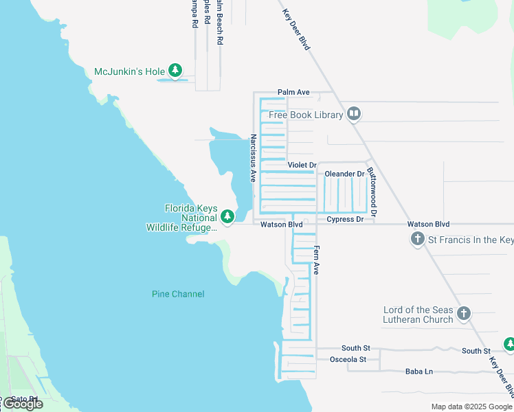 map of restaurants, bars, coffee shops, grocery stores, and more near 1517 Narcissus Avenue in Big Pine Key