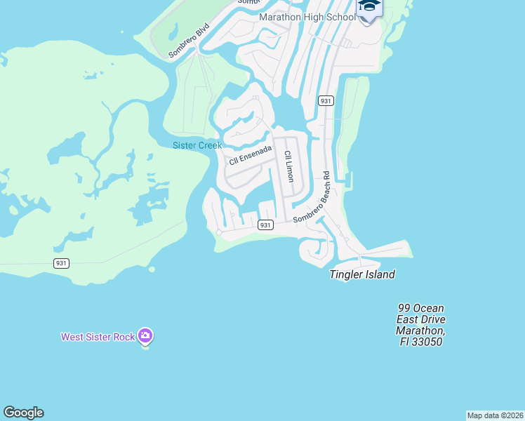 map of restaurants, bars, coffee shops, grocery stores, and more near 2101 Sombrero Beach Road in Marathon