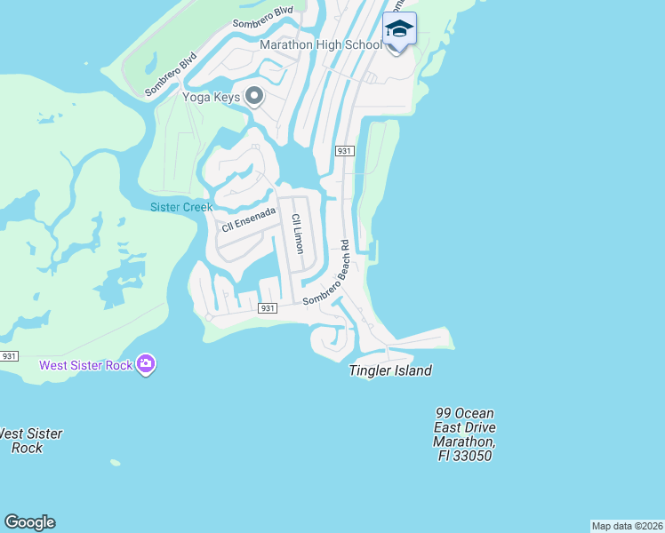 map of restaurants, bars, coffee shops, grocery stores, and more near 617 Sombrero Beach Road in Marathon