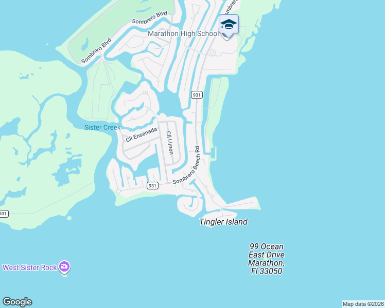 map of restaurants, bars, coffee shops, grocery stores, and more near 617 Sombrero Beach Road in Marathon