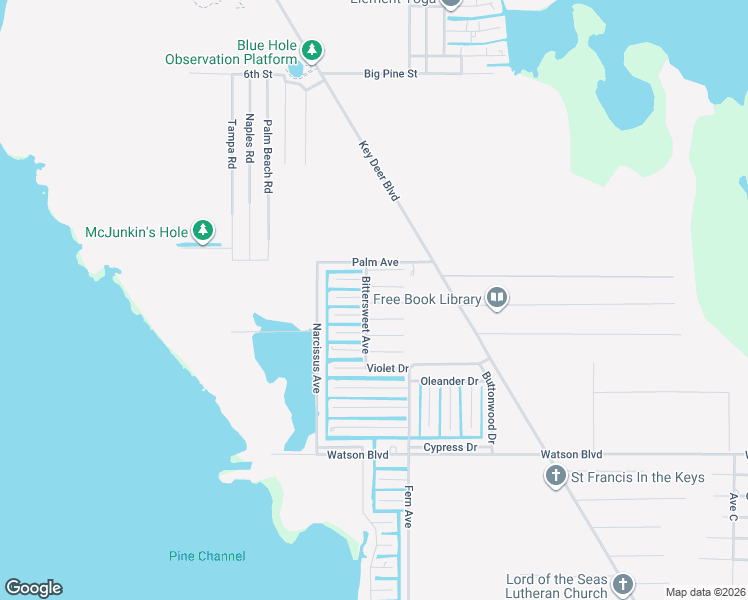 map of restaurants, bars, coffee shops, grocery stores, and more near 29060 Magnolia Lane in Big Pine Key