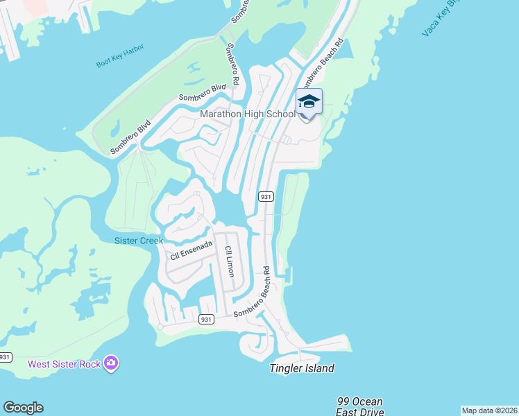 map of restaurants, bars, coffee shops, grocery stores, and more near 423 Sombrero Beach Road in Marathon