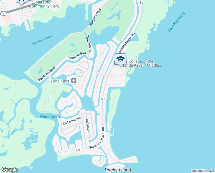 map of restaurants, bars, coffee shops, grocery stores, and more near 520 Sombrero Beach Road in Marathon