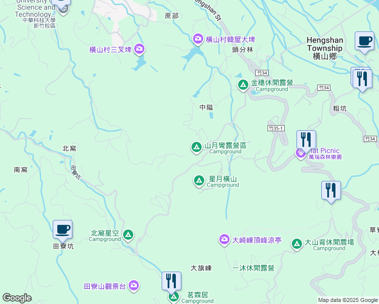 map of restaurants, bars, coffee shops, grocery stores, and more near in Hsinchu City