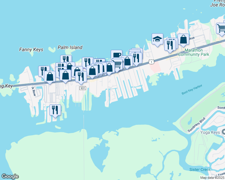 map of restaurants, bars, coffee shops, grocery stores, and more near 493 James Avenue in Marathon