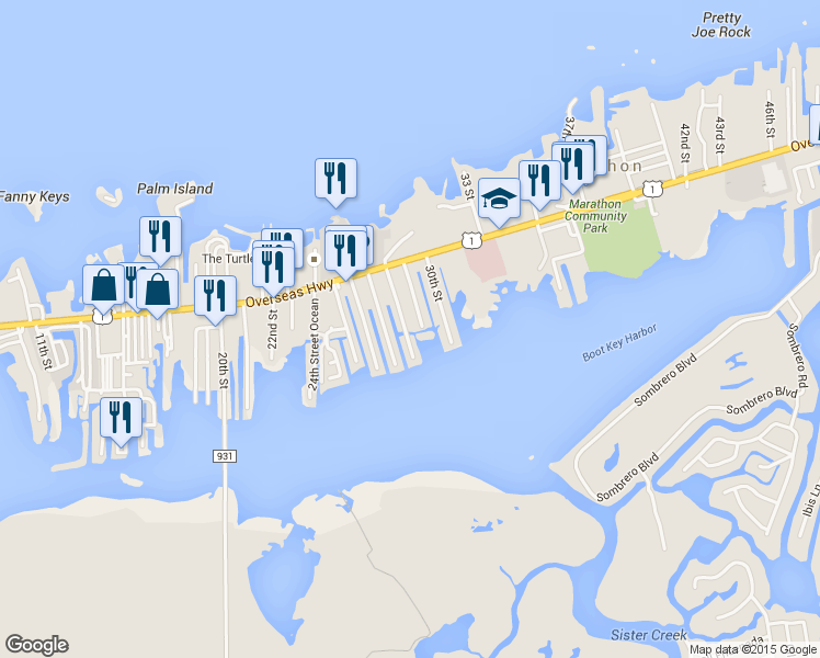 map of restaurants, bars, coffee shops, grocery stores, and more near 848 Charlotte Avenue in Marathon