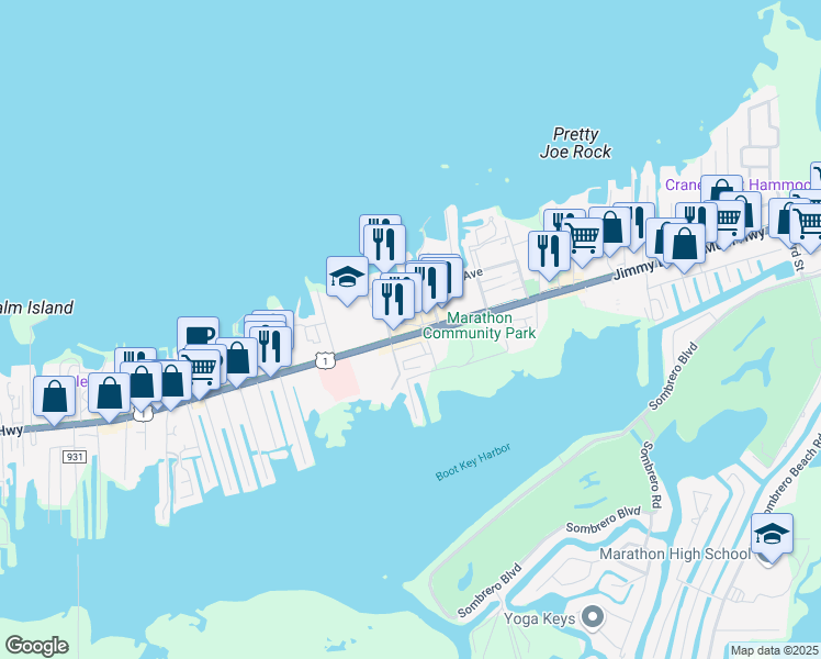 map of restaurants, bars, coffee shops, grocery stores, and more near 3669 Charnie Lane in Marathon