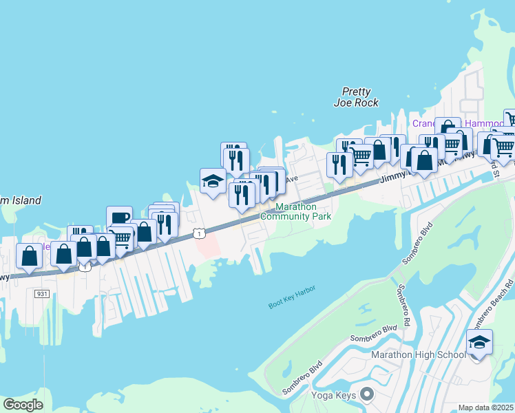 map of restaurants, bars, coffee shops, grocery stores, and more near 3669 Charnie Lane in Marathon
