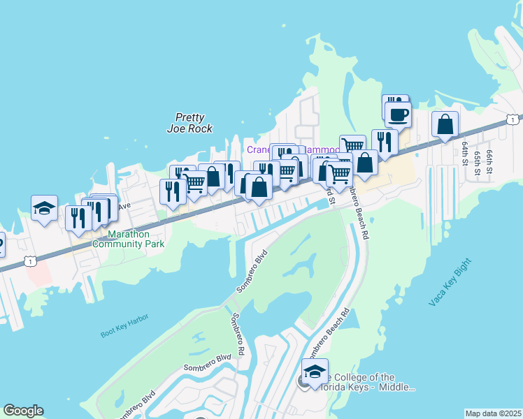 map of restaurants, bars, coffee shops, grocery stores, and more near 4901 Ocean Terrace in Marathon