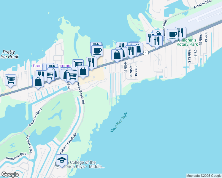 map of restaurants, bars, coffee shops, grocery stores, and more near 8099 Overseas Highway in Marathon