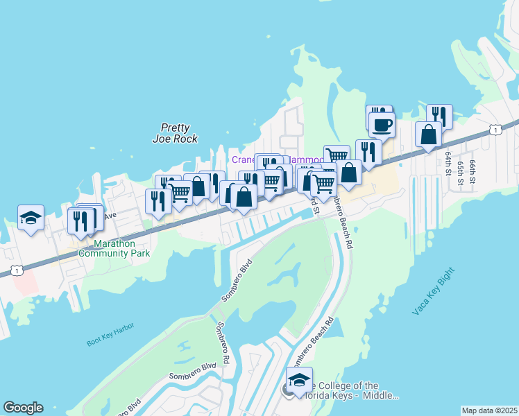 map of restaurants, bars, coffee shops, grocery stores, and more near 251 51st Street in Marathon