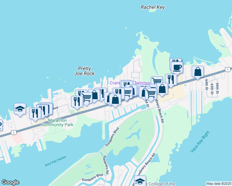 map of restaurants, bars, coffee shops, grocery stores, and more near 47 St Gulf in Marathon