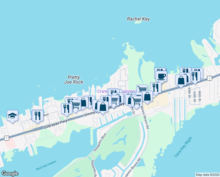 map of restaurants, bars, coffee shops, grocery stores, and more near 663 50th Ct Gulf in Marathon