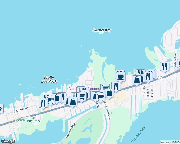 map of restaurants, bars, coffee shops, grocery stores, and more near 1575 52nd Street in Marathon