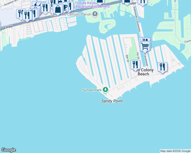 map of restaurants, bars, coffee shops, grocery stores, and more near 1330 Coury Drive in Key Colony Beach