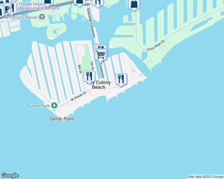 map of restaurants, bars, coffee shops, grocery stores, and more near in Key Colony Beach