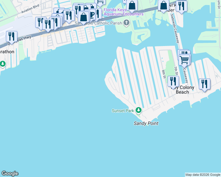 map of restaurants, bars, coffee shops, grocery stores, and more near 205 15th Circle in Key Colony Beach