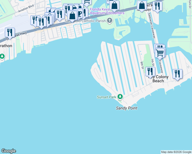 map of restaurants, bars, coffee shops, grocery stores, and more near 205 15th Circle in Key Colony Beach