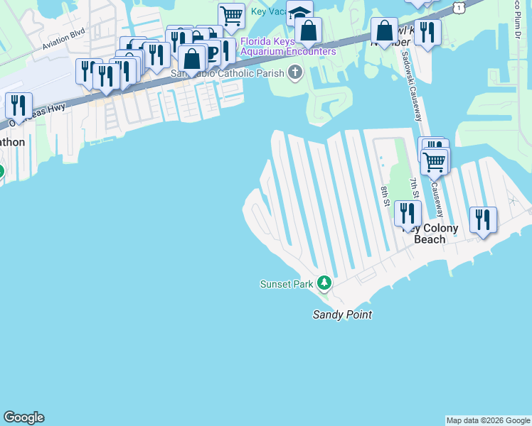 map of restaurants, bars, coffee shops, grocery stores, and more near 205 15th Circle in Key Colony Beach