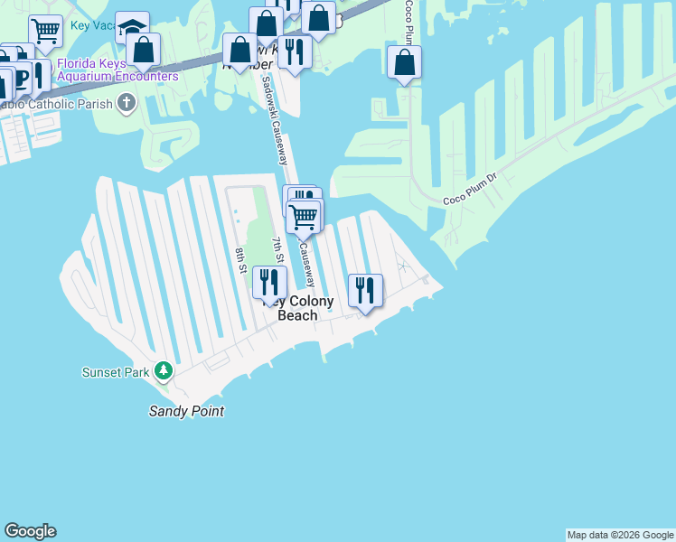 map of restaurants, bars, coffee shops, grocery stores, and more near 351 4th Street in Key Largo