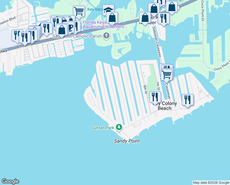 map of restaurants, bars, coffee shops, grocery stores, and more near 540 12th Street in Marathon