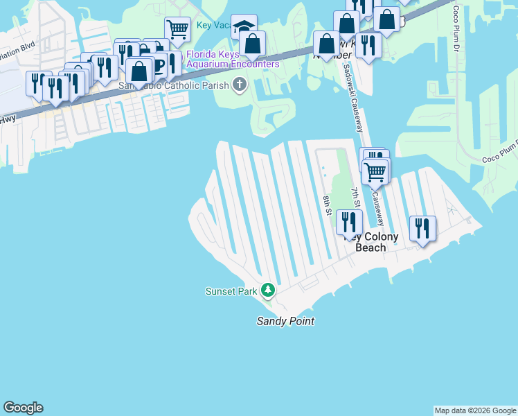 map of restaurants, bars, coffee shops, grocery stores, and more near 540 12th Street in Marathon