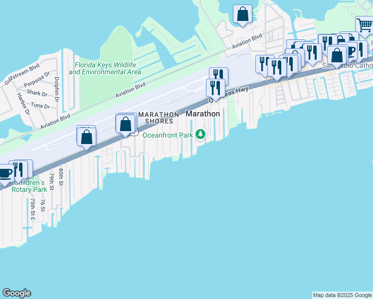 map of restaurants, bars, coffee shops, grocery stores, and more near 1215 97th Street in Marathon