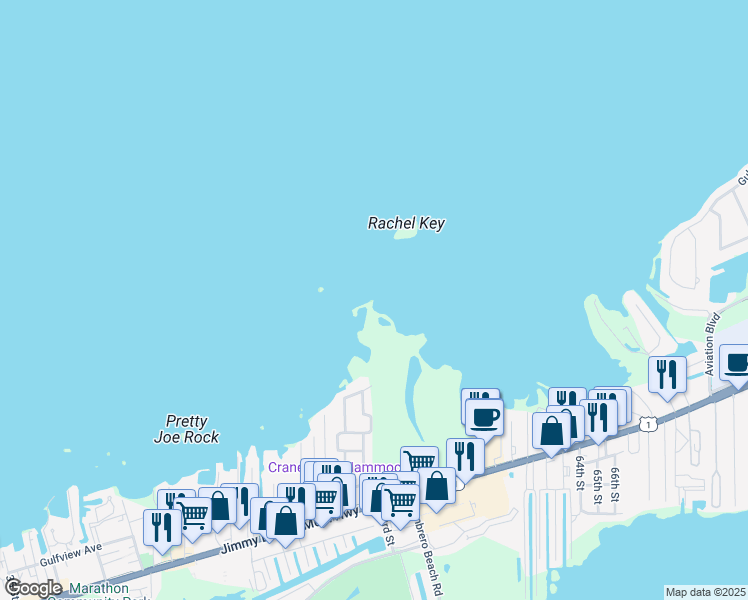 map of restaurants, bars, coffee shops, grocery stores, and more near 5550 Overseas Highway in Marathon