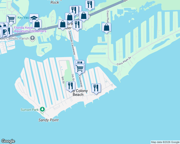 map of restaurants, bars, coffee shops, grocery stores, and more near 531 4th Street in Key Colony Beach