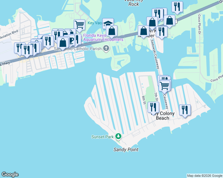 map of restaurants, bars, coffee shops, grocery stores, and more near 701 11th Street in Marathon