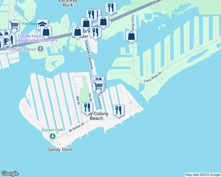 map of restaurants, bars, coffee shops, grocery stores, and more near 531 4th Street in Key Colony Beach