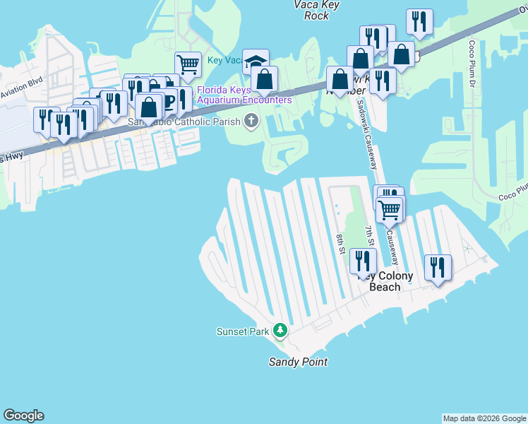 map of restaurants, bars, coffee shops, grocery stores, and more near 701 11th Street in Marathon