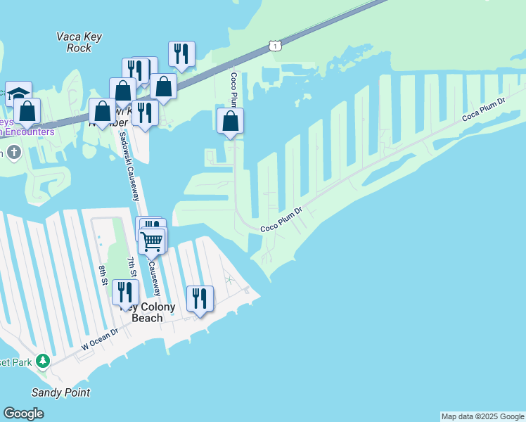 map of restaurants, bars, coffee shops, grocery stores, and more near 100 Avenue D in Marathon