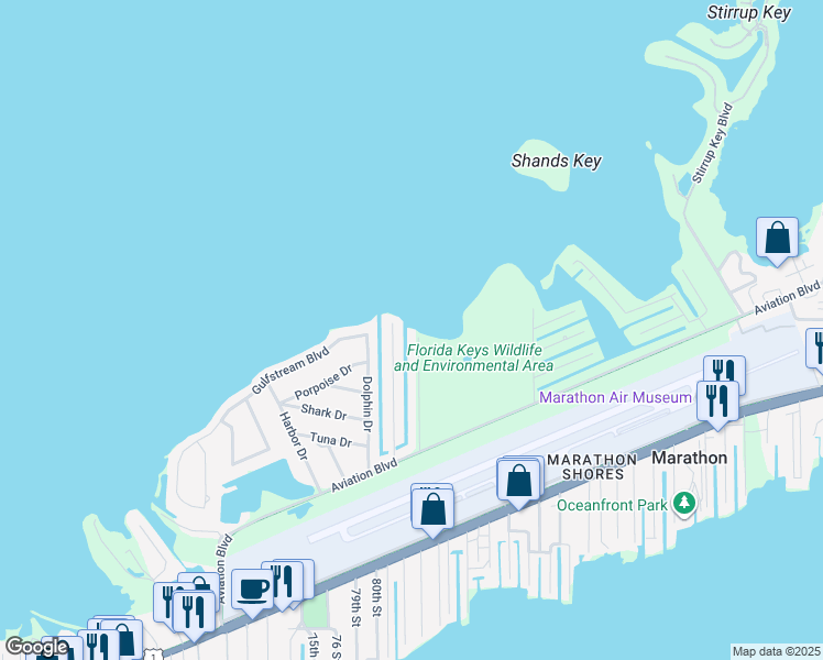 map of restaurants, bars, coffee shops, grocery stores, and more near 3001 Grouper Drive in Marathon