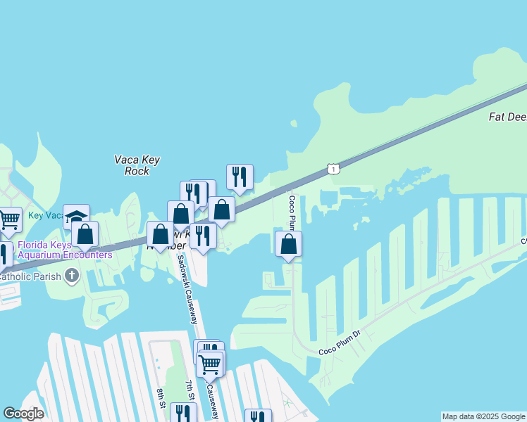 map of restaurants, bars, coffee shops, grocery stores, and more near 13371 Overseas Highway in Marathon