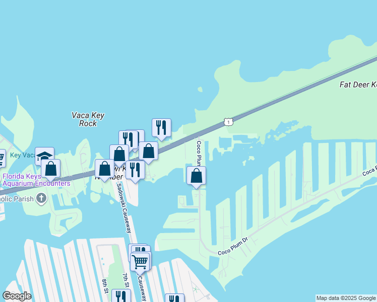 map of restaurants, bars, coffee shops, grocery stores, and more near 13371 Overseas Highway in Marathon