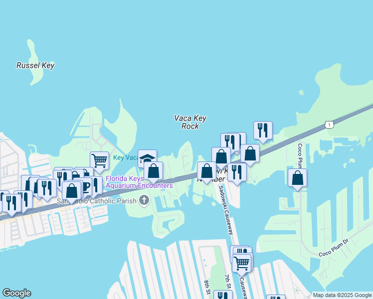 map of restaurants, bars, coffee shops, grocery stores, and more near 126 Street Gulf in Marathon
