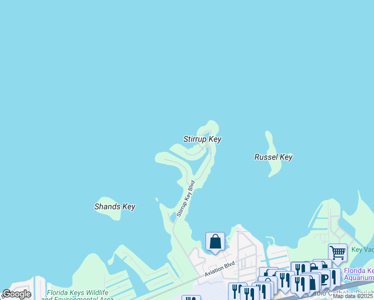 map of restaurants, bars, coffee shops, grocery stores, and more near 367 Stirrup Key Boulevard in Marathon