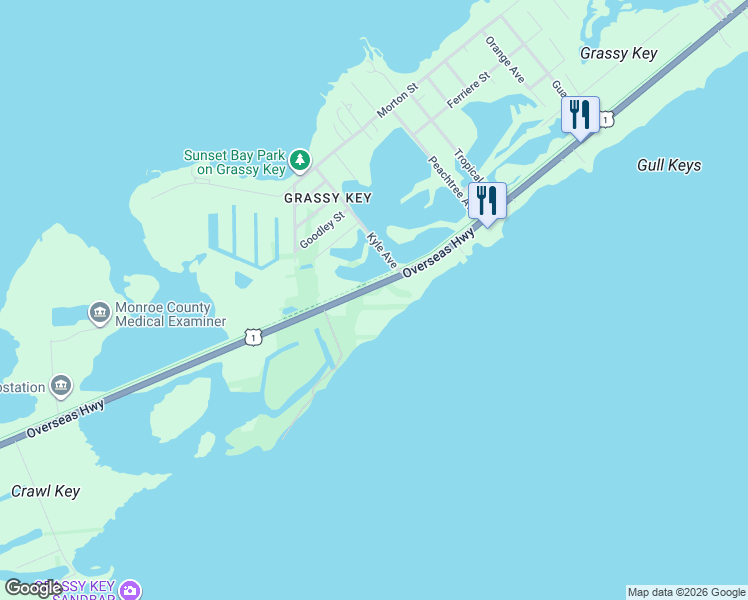map of restaurants, bars, coffee shops, grocery stores, and more near 57468 Overseas Highway in Marathon