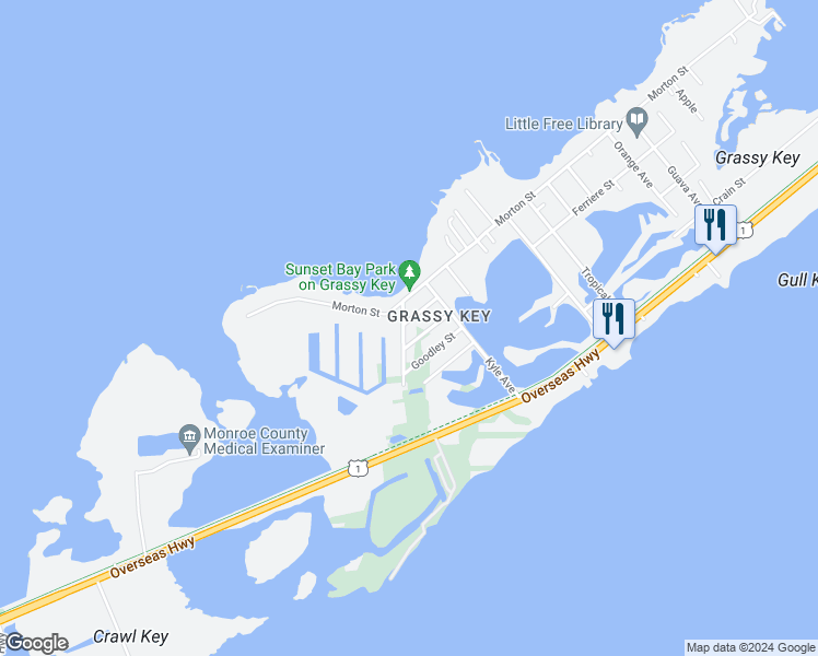 map of restaurants, bars, coffee shops, grocery stores, and more near 57446 Bailey Street in Marathon