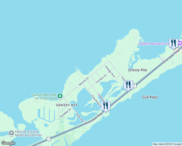 map of restaurants, bars, coffee shops, grocery stores, and more near 57951 Morton Street in Marathon